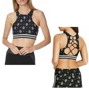 SEAFOLLY Water Garden Black Swim Active Crop Top | Large
